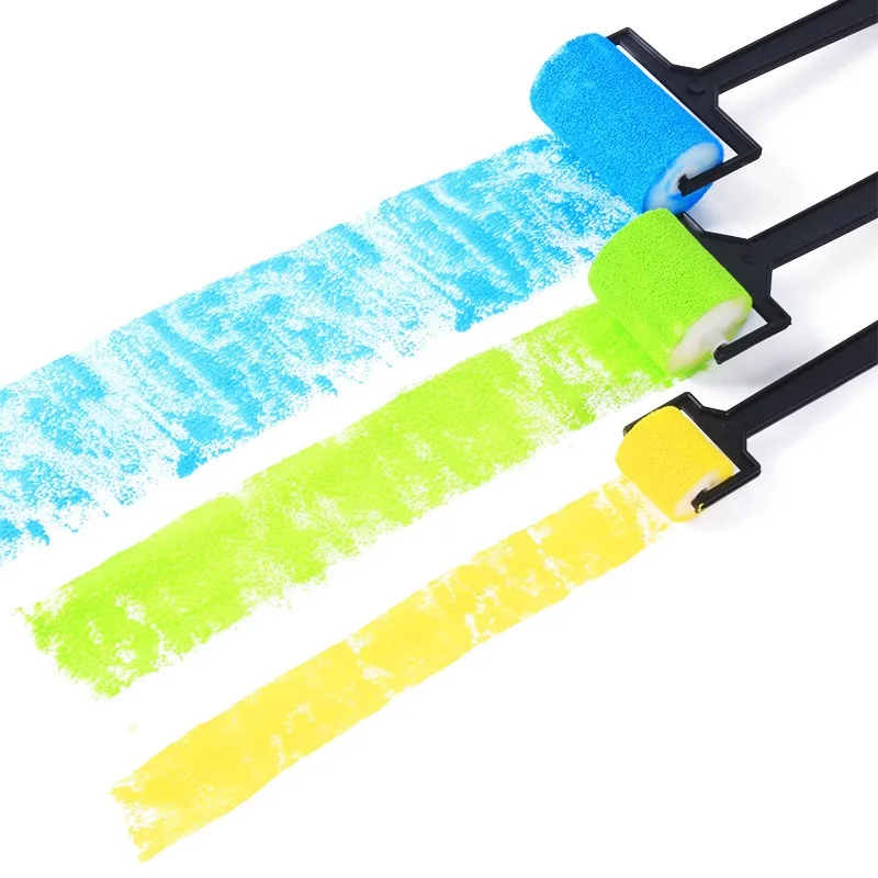 3 Pcs/ Set Sponge Stamp Brush Set Roller DIY Graffiti Kid Sponge Paint Brush Kindergarten Education Creativity Children Gifts