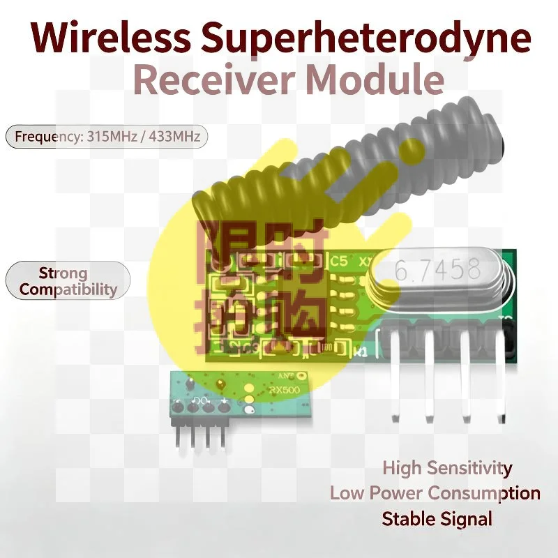 【D】Wireless Superheterodyne Receiver Module 315MHZ 433MHZ Stable Signal For DIY Remote Control Projects
