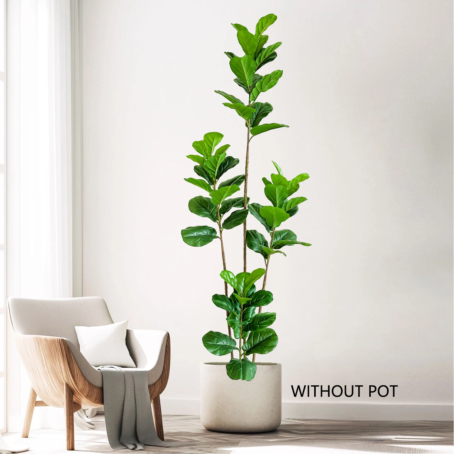 4-8ft high Artificial Fiddle Leaf ficus plant fake green plastic leave realistic indoor faux plant tree for home office decor