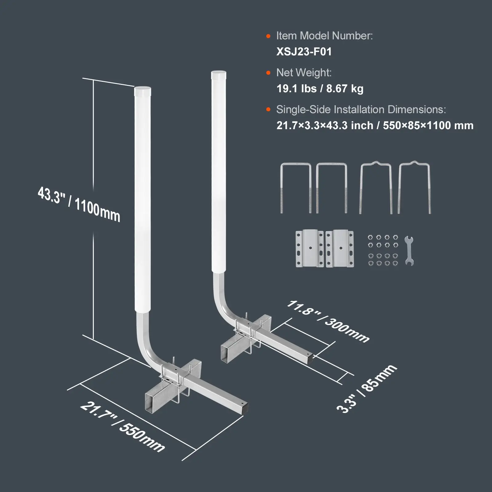 Boat Trailer Guide, 40″ Adjustable Design Trailer Guide Poles, 2PCS High-Hardness Steel Trailer Guide-Ons, Trailer Guides with PVC Pipe Posts, for Ski Boat, Fishing Boat or Sailboat Trailer