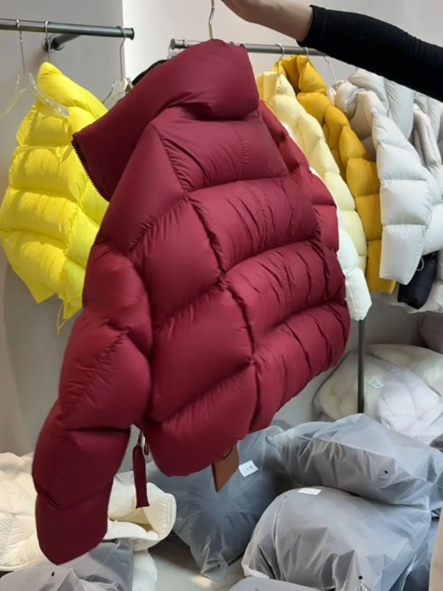 Koreaanse Sle Thiened ort Puffer Jaet Dames Rode Winterjas Opstaande Kraag Warm Brood Sle Bovenkleding Casual Faion