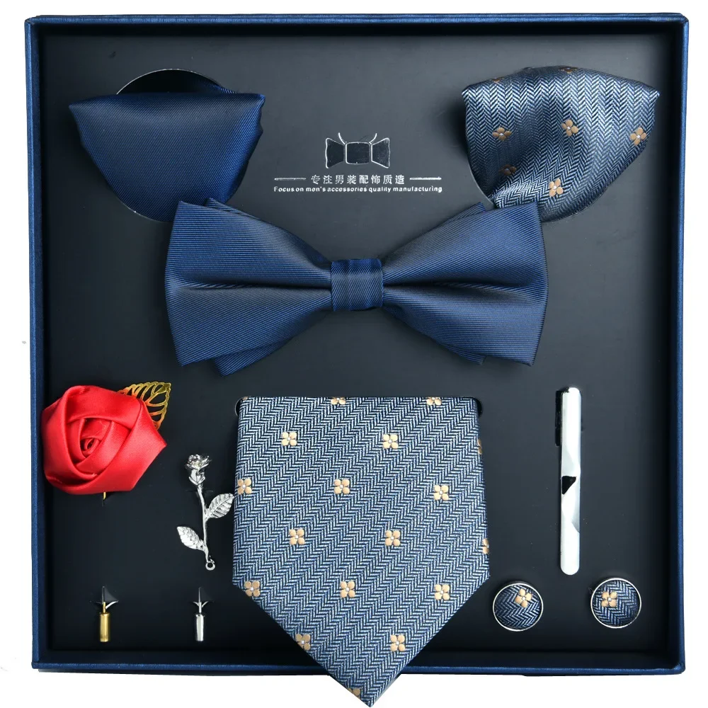 Corbata formal para hombre, caja de regalo de 8 piezas a rayas para boda del novio, negocios, entrevista administrativa, regalo, nuevo en stock