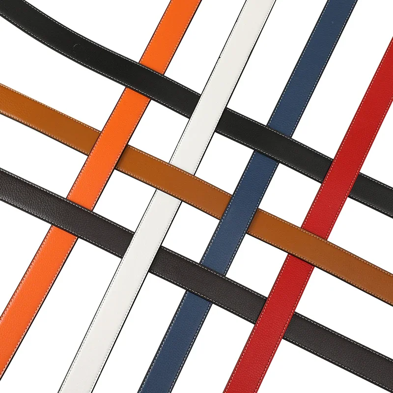 Herren Gürtel aus hochwertigem PU-Leder, glatte Schnalle, ohne Schnalle, Luxusmarke, 3,8 cm – Detail 1