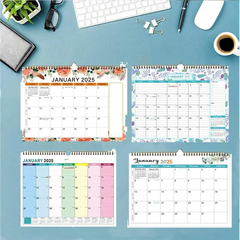 

Настенный календарь на 2025 год. Джейн. 2025 г. - декабрь. Ежемесячный календарь на 2025,12 год с подвесным крючком из толстой бумаги Красочный годовой календарь