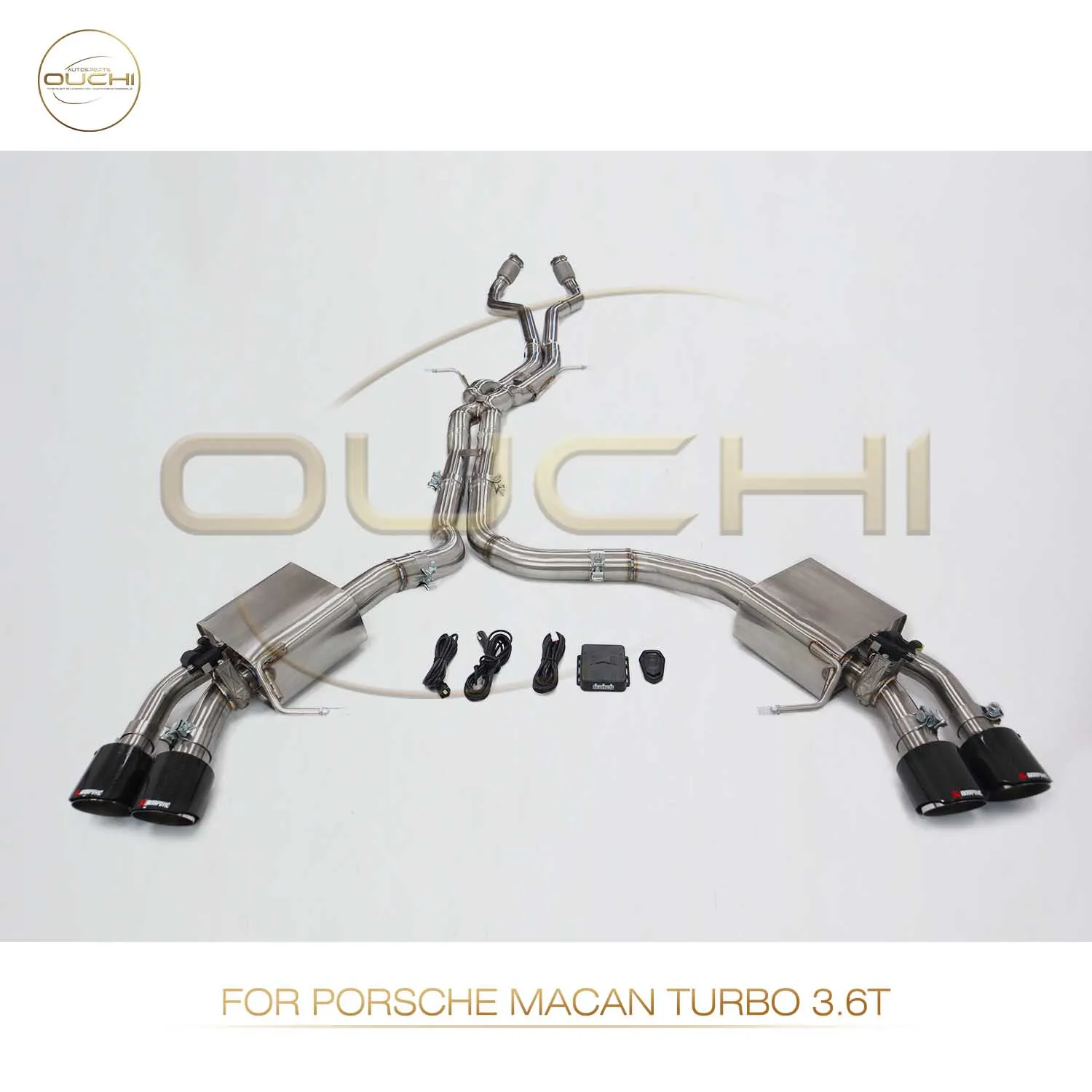 Performance Catback For Porsche macan turbo 3.6T OUCHI resonant tube stainless steel Exhaust System Muffler with Valves tips