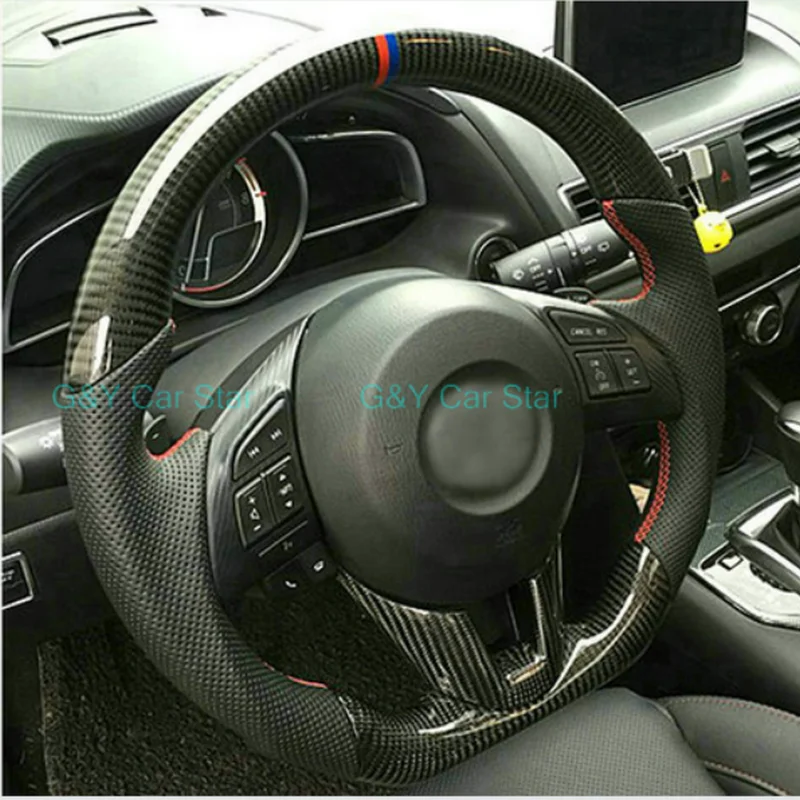 100% Carbon Fiber/Leather Steering Wheel For Mazda 3 Axela Mazda 6 CX-4 CX-5