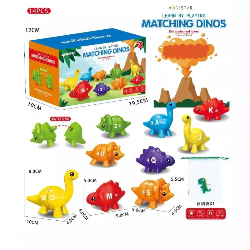 Jouets d'apprentissage précoce pour enfants, Alphabet de dinosaure, jouets assortis, motif de comptage de nombres, illumination, outils pédagogiques cognitifs