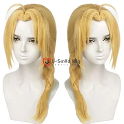 Edward Elric 50cm Long Blonde Braided Cosplay Wig Anime  Heat Resistant Cosplay Hair Wigs + Wig Cap