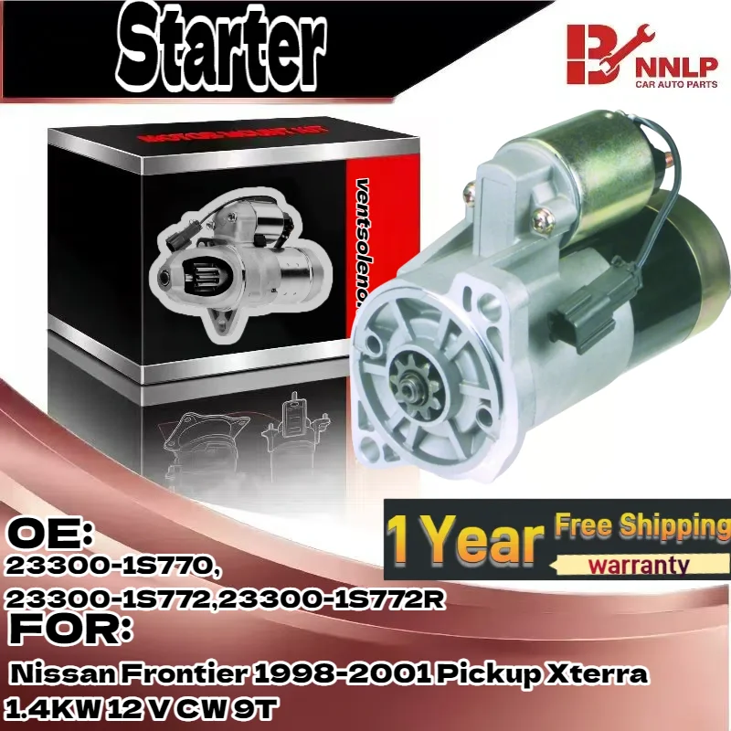 

For New Starter Motor for Nissan Frontier 1998-2001 Pickup Xterra 1.4KW 12 V CW 9T 23300-1S770, 23300-1S772, 23300-1S772R