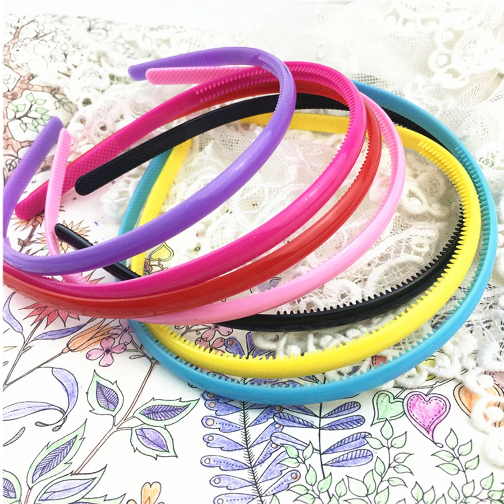 

25Pcs Hairband Candy Color Plastic Simple Head Hoop Toothed Accessories for Women Candy Color Hair Hoop Simple Headdress