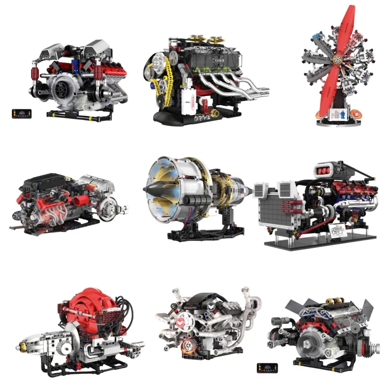 

MOC Engine Building Blocks Technic Motorized V8 DIY Assembly Collectible Ornaments Home Decoration Gift for Adults Fans Best