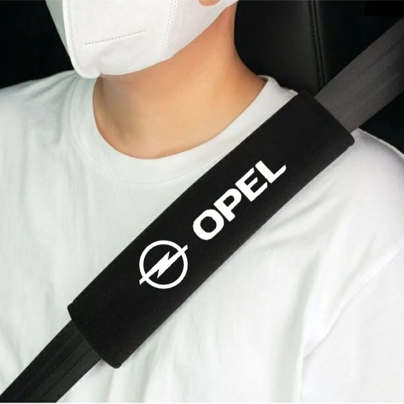 2pcs Car Seat Belt Cover Shoulder Pads Auto Interior Decoration Accessories For Opel OPC LINE Astra Insignia Corsa Mokka Vectra