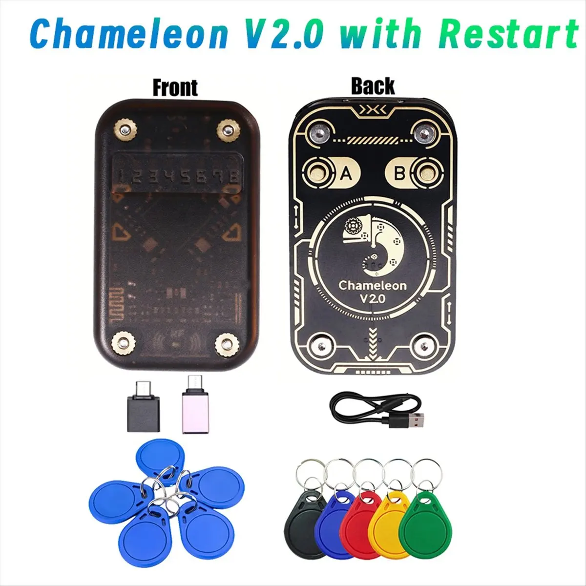 Chameleon V2.0 RFID Smart Chip Reader Emulator Chameleon NFC Duplicator+5xUID/CUID Keychain 125Khz 13.56Mhz Card Decode