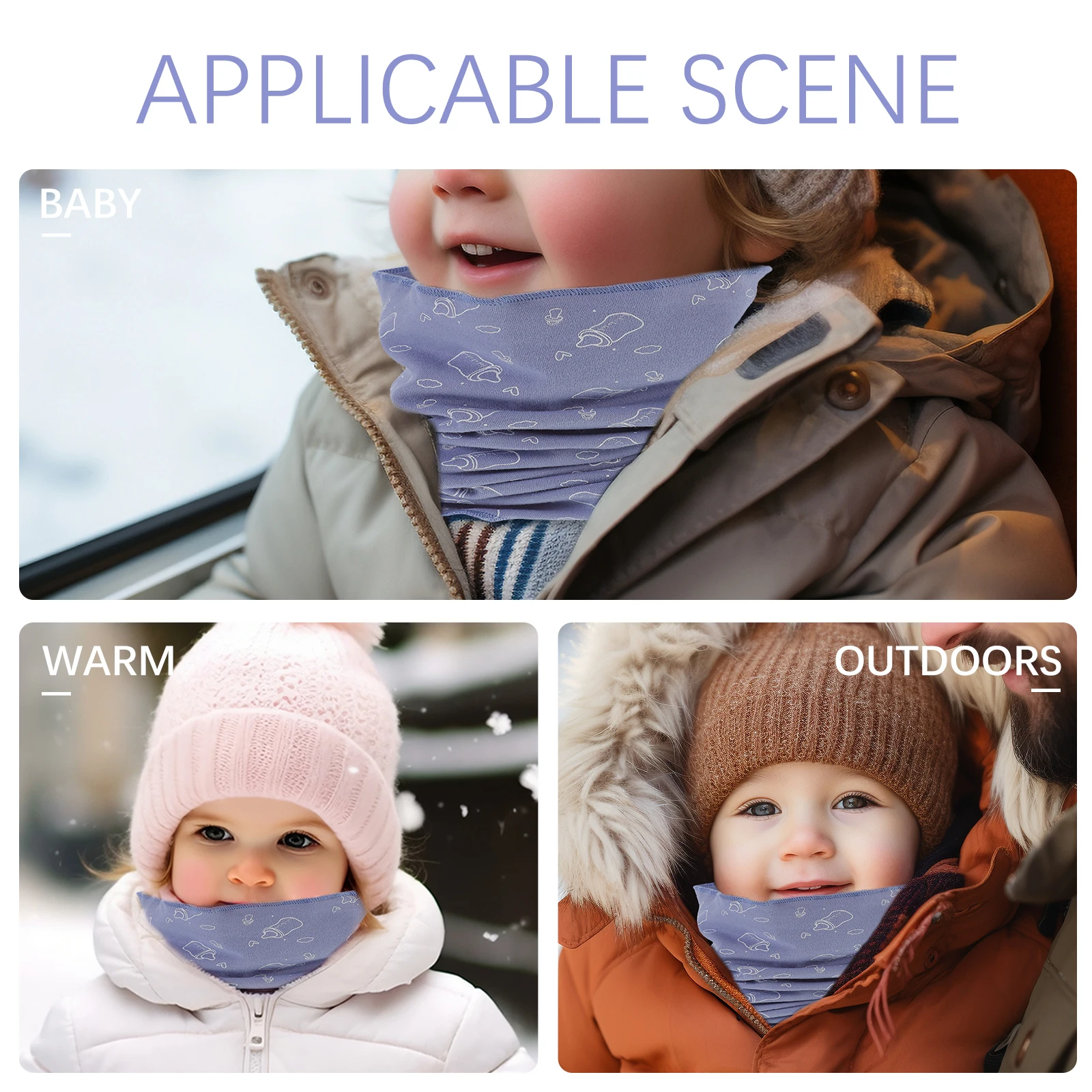 

Windproof Scarf Cover Kids Adults Pure Cotton Neck Warmer Cartoon Winter Fuzzy Texture Easy Wear Take Off Autumn Fashion Elegant