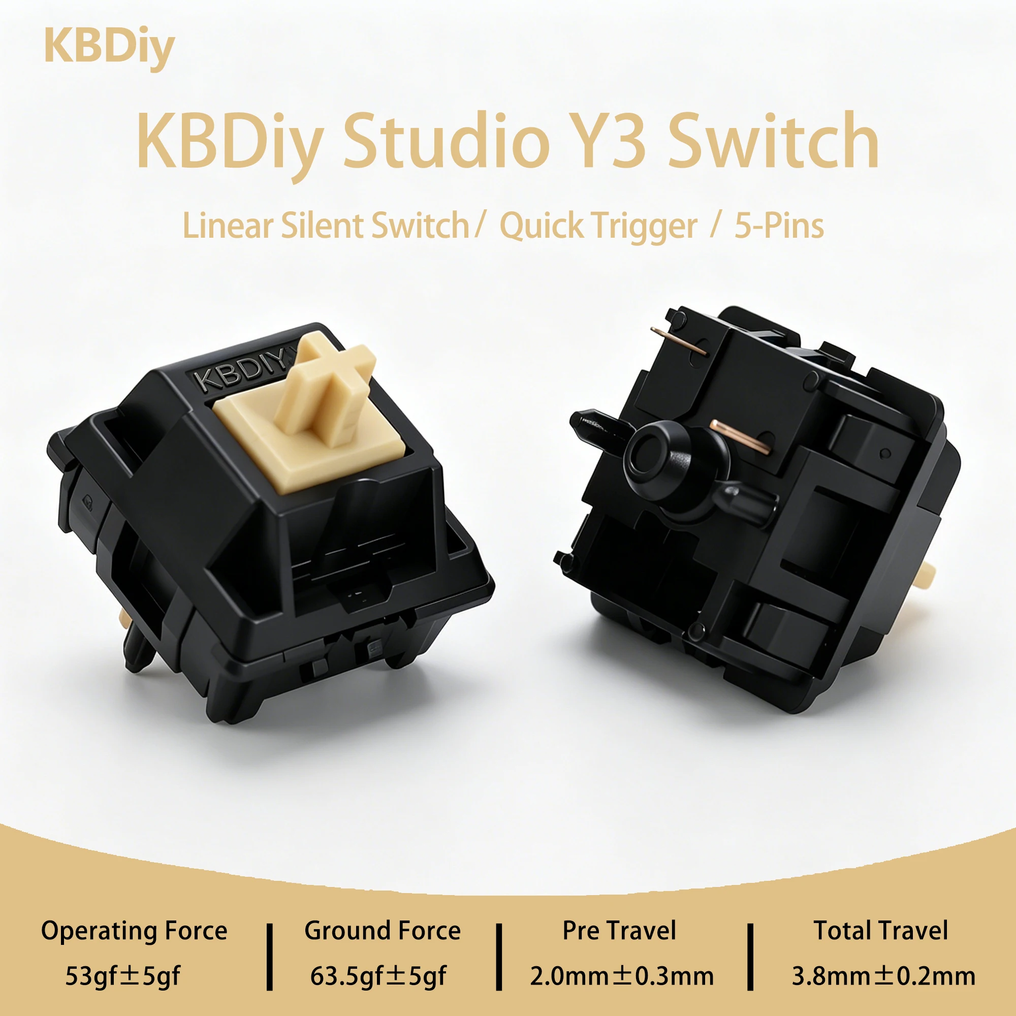 KBDiy Y3 Silent Switch Linear Creamy 53gf Switches HIFI Pre Lubed POM For Custom DIY 60% 75% Gaming Mechanical Keyboard Aula F75