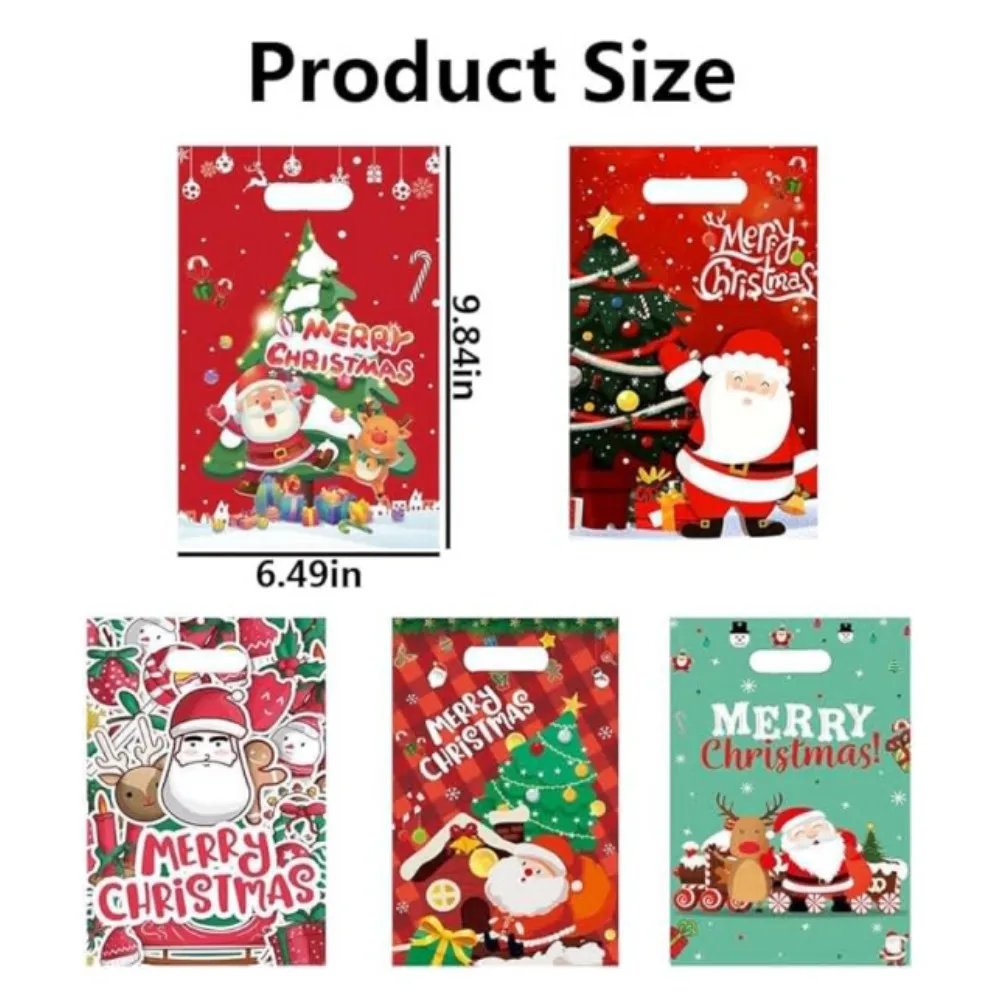 10pcs Santa Claus Snowman Elk Christmas Candy Treat Bags With Handles Xmas Decorations For Home 2024 Navidad New Year 2025 Gifts