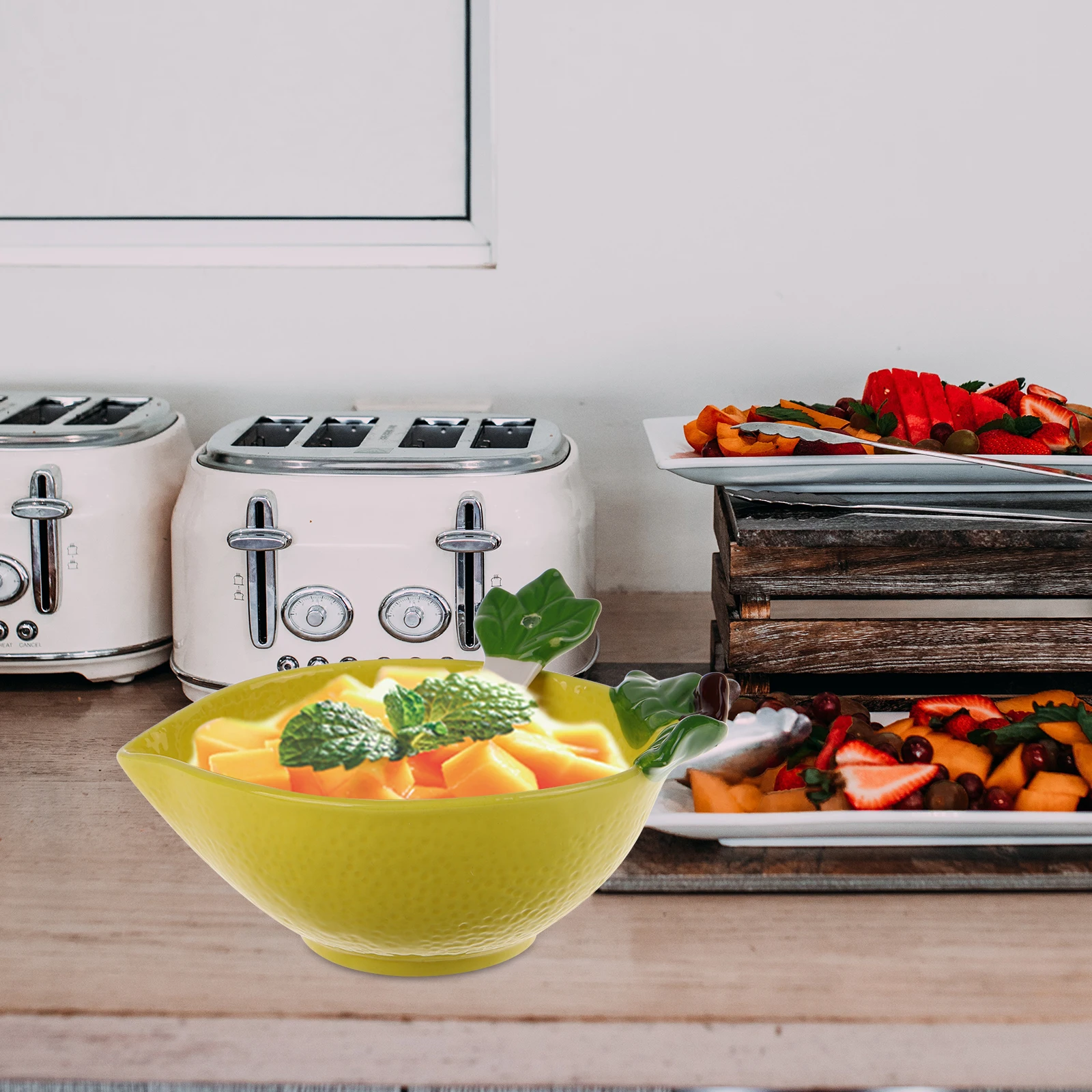 

1Set Ceramic Salad Bowl Multi-Use Fruit Dessert Bowl Reusable Serving Bowls for Entertaining Natural Touch Decoration Kitchen