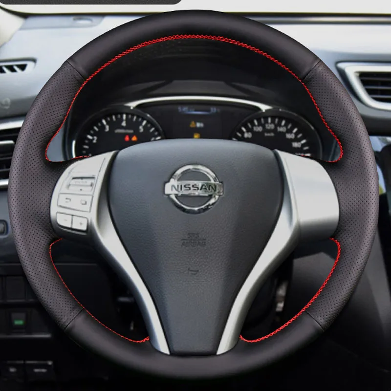 

100%, подходит для Nissan Teana Altima X-Trail Qashqai Pulsar 2013-2018, прошитая вручную, из черной воловьей кожи