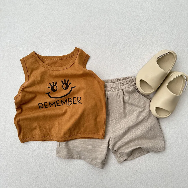 2023 sommer Neue Kinder Ärmellose T Shirts Niedlichen Cartoon Druck Jungen Lose Beiläufige Weste Baby Mädchen Dünne Baumwolle Tops Kinder Kleidung