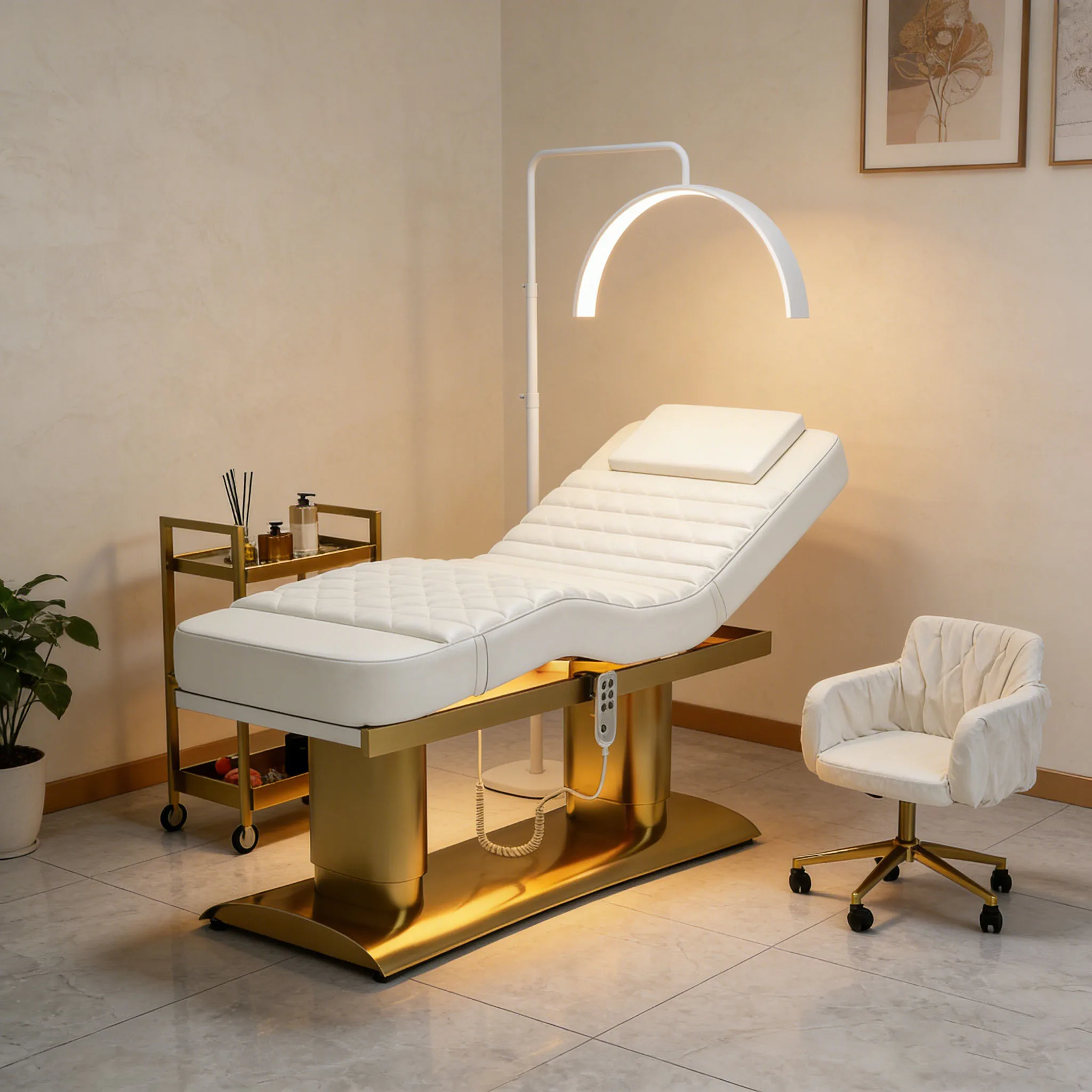 

Beauty Salon Furniture Set 3 Motor Electric Massage Cosmetic Bed Adjustable Eye Lash Facial Bed Electric Hydraulic Beauty Bed