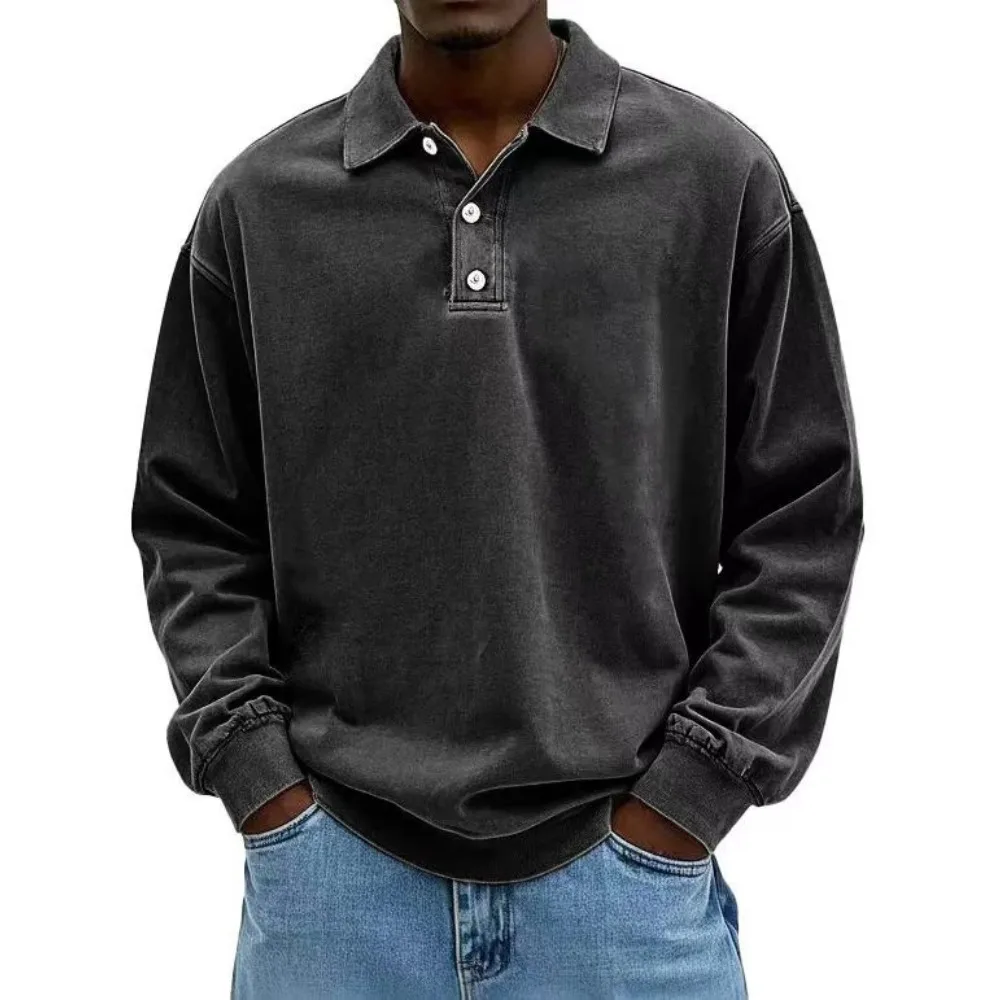 

Мужская рубашка-поло с длинным рукавом, дышащий пуловер с воротником, повседневная удобная футболка