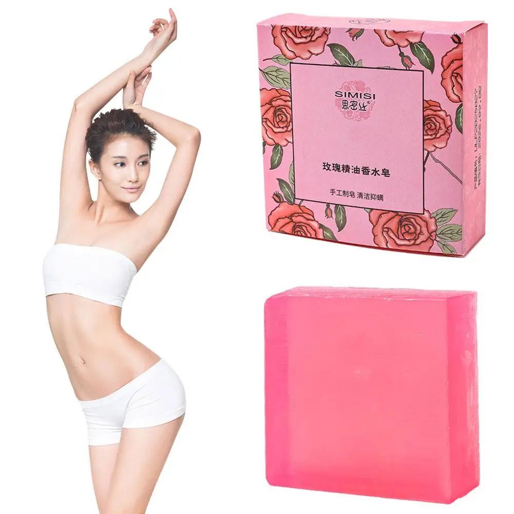 80g Rose Essential Oil Soap Hand Made For Mite Removal Cleansing And Moisturizing Skin Cleaning Pores Shower Products