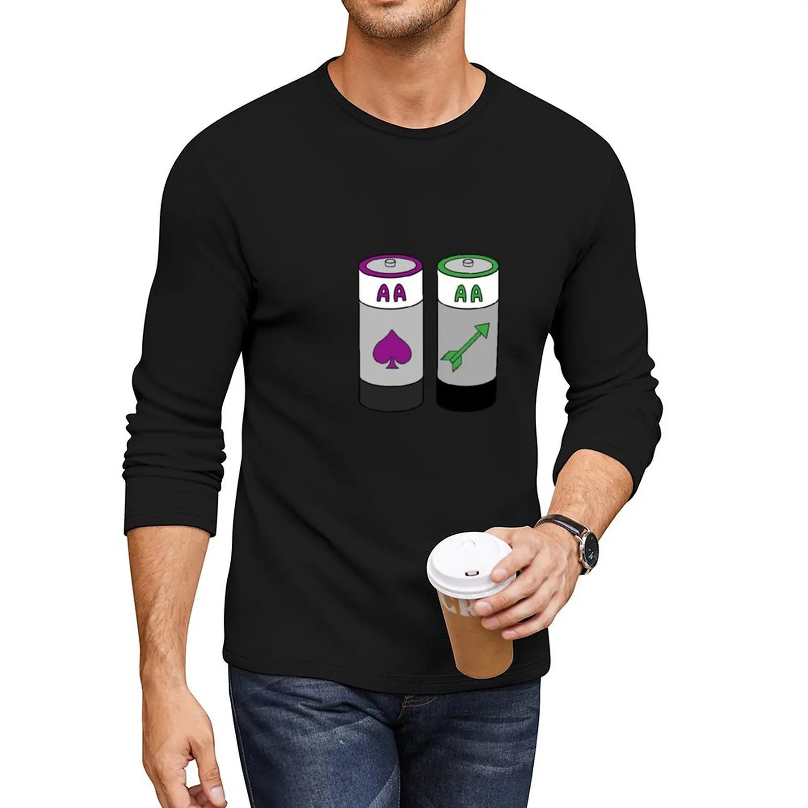 AA Battery (Asexual and Aromantic) Long T-Shirt t shirt man t shirts for men