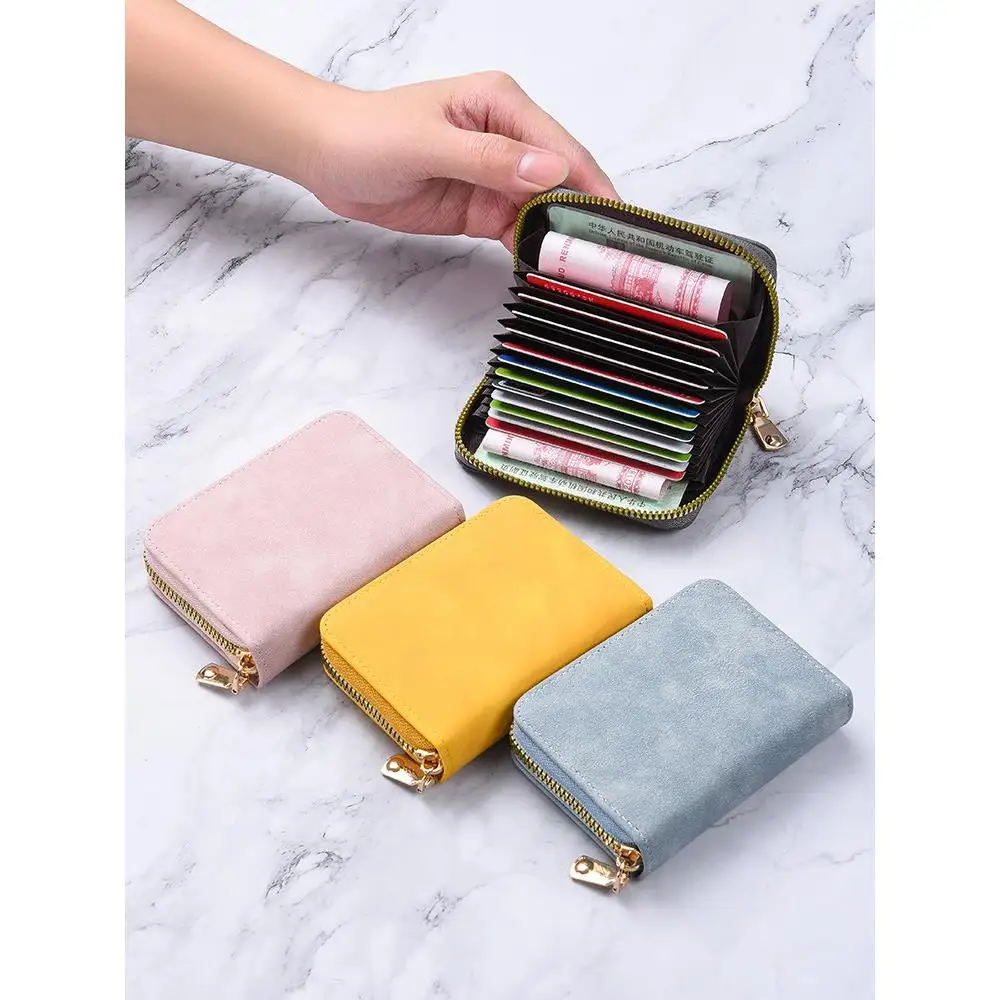 Large Capacity Men's And Women's ID Card Holder Wallet Multi-Slot Credit Card Case Anti-Magnetic Zipper Pouch Document Organizer