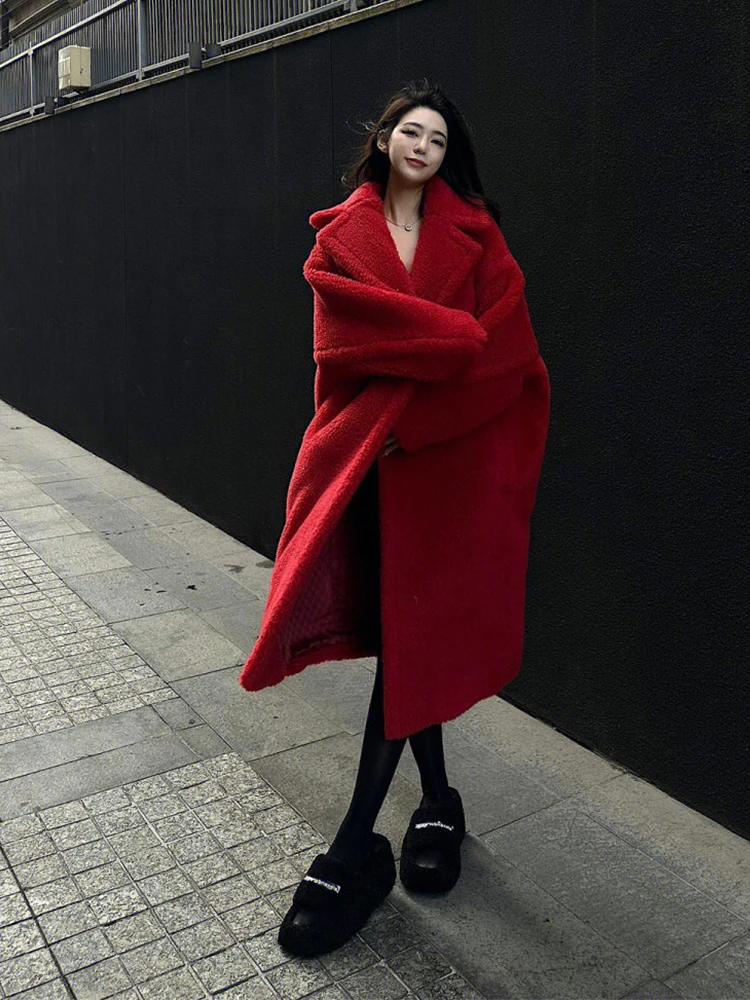 Ele Red Fur Jaet Donna Inverno Capodanno Speciale Plu Top Pendolarismo Sle Doppio Bottone Lungo Sve Cappotto Slim Fit