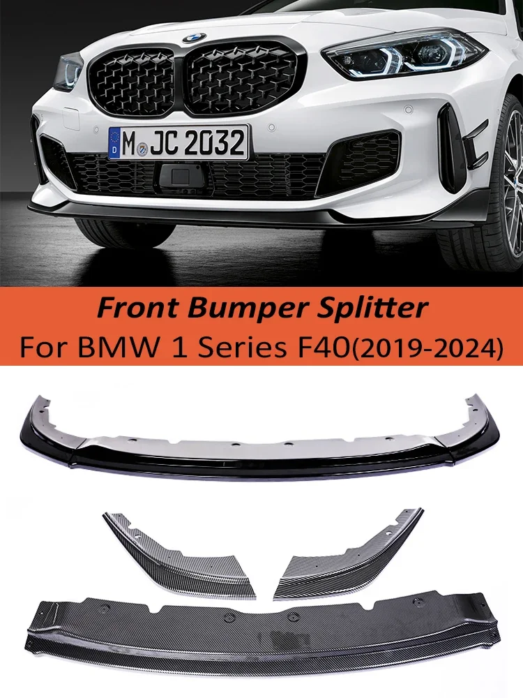 

M Sport Front Bumper Lip 3PCS Splitter Spoiler Diffuser Front Skrit Cover For BMW 1 Series F40 2019-2024 M Tech Carbon Fiber