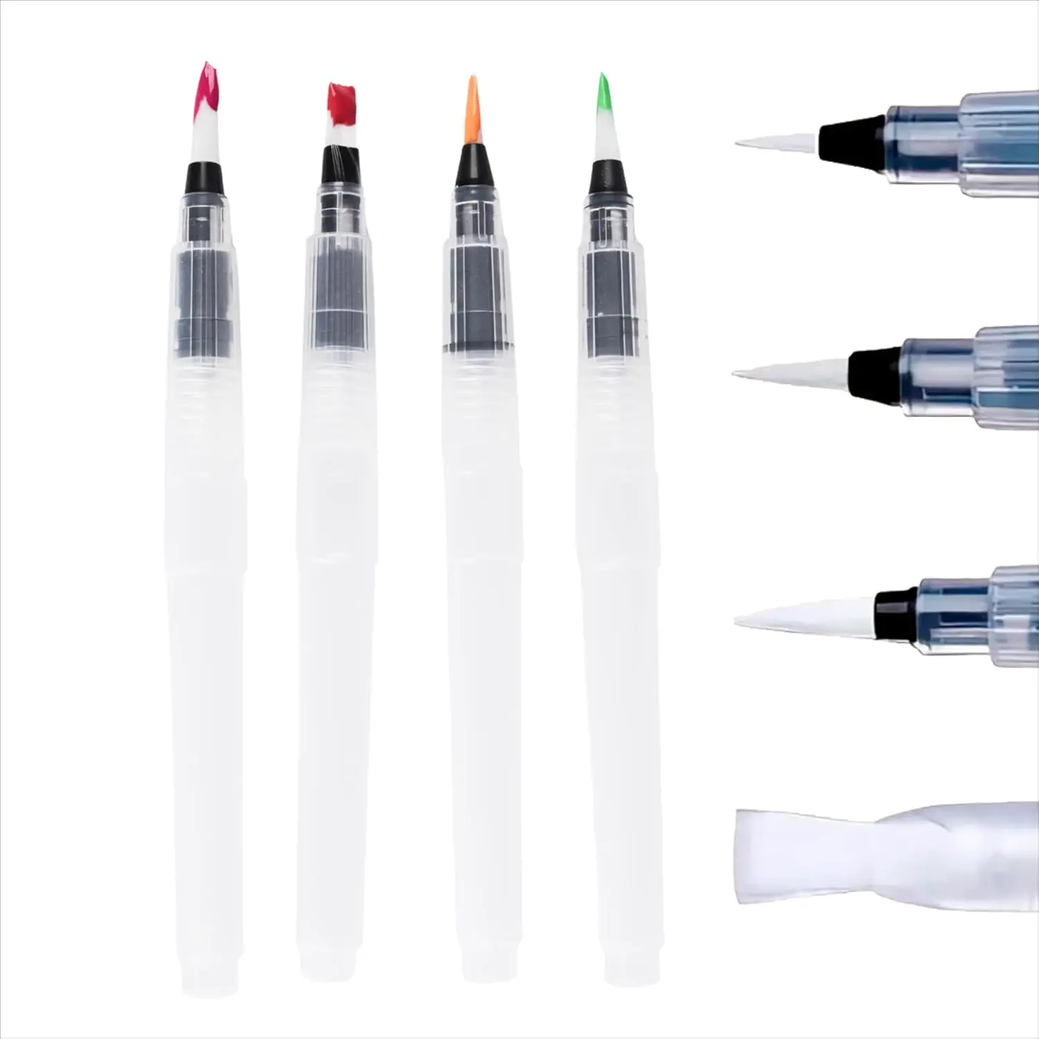 

Refillable Watercolor Brush Pens Set – 4 Leakproof Tips for Blending, Calligraphy & Art