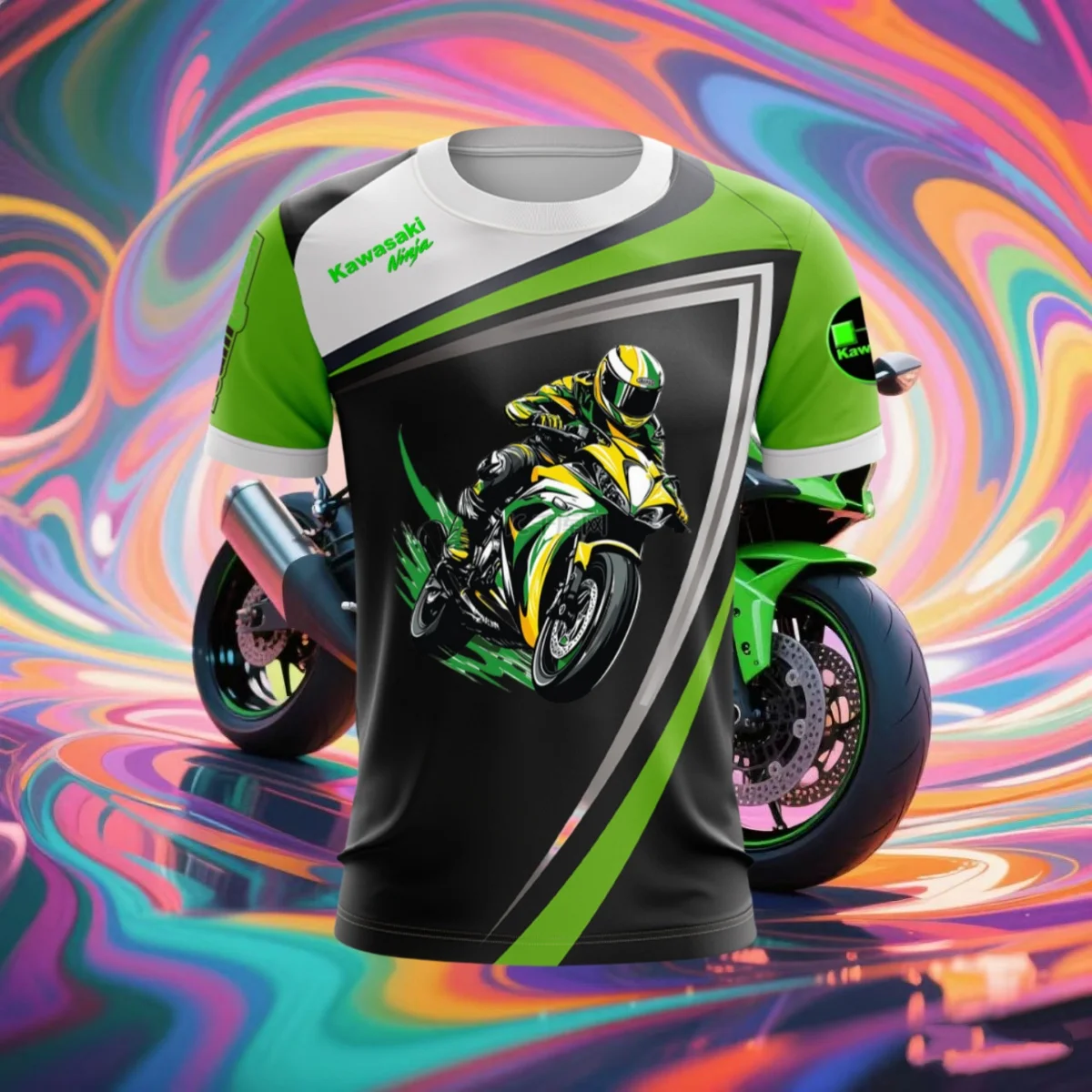 

New Men T Shirt Kawasaki Motorcycle Graphic 3D Print Outdoor Sports Quick Drying Breathable Clothes Man Comfortable Cool T-shirt