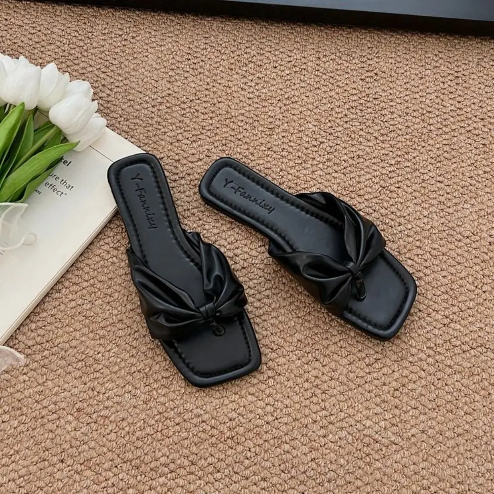 ضوء فاخر بولي Bow القوس بحر الوجه يتخبط لينة وحيد الحلو كليب تو الوجه يتخبط أحذية مكافحة زلة نعال مسطحة النساء عطلة الشاطئ #2