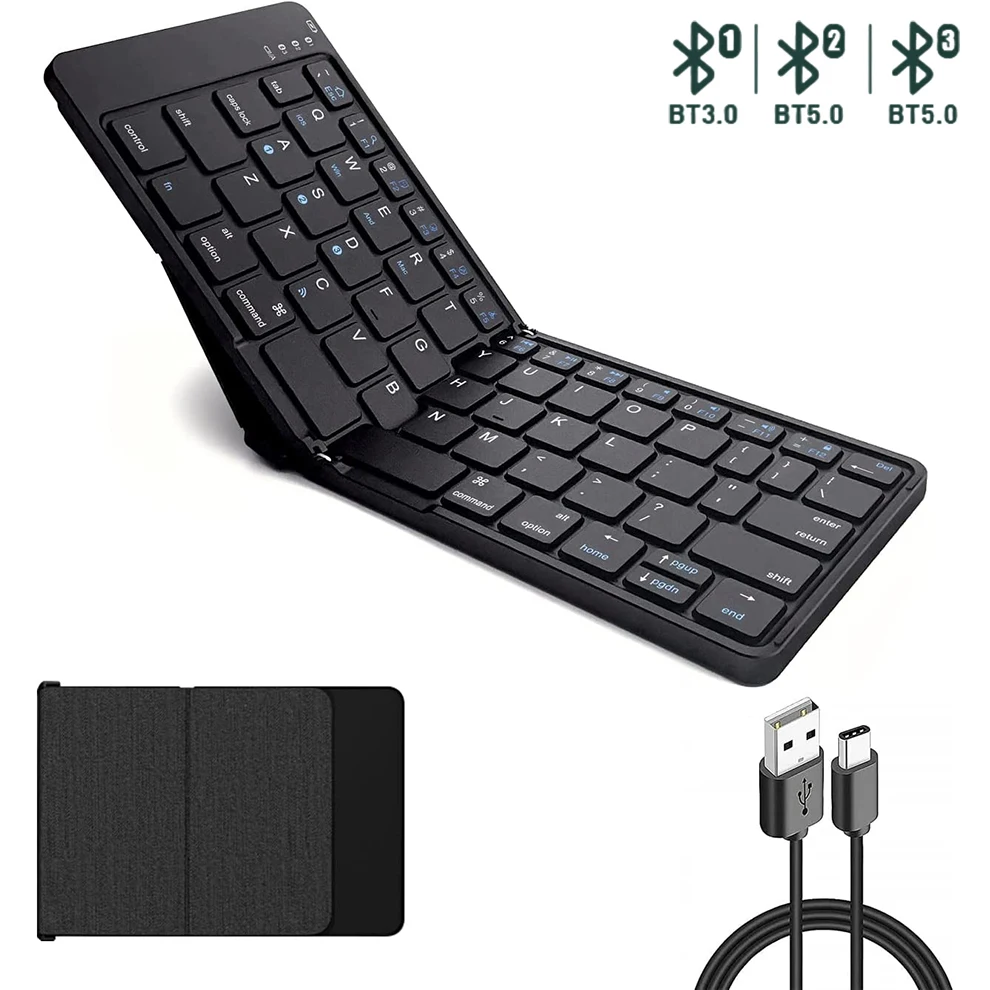 

MISSGOAL Multi-Device Bluetooth Foldable Keyboard Wireless Portable Folding Keyboard Rechargeable Keyboard for IOS Windows