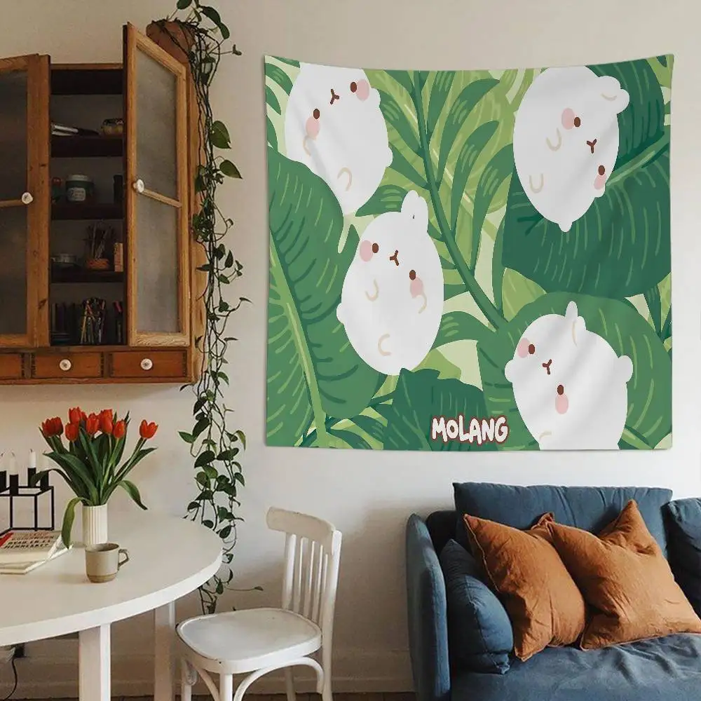 Cute white M-Molang Chart Tapestry for Living Room Home Dorm Decor Art Home Decor 4