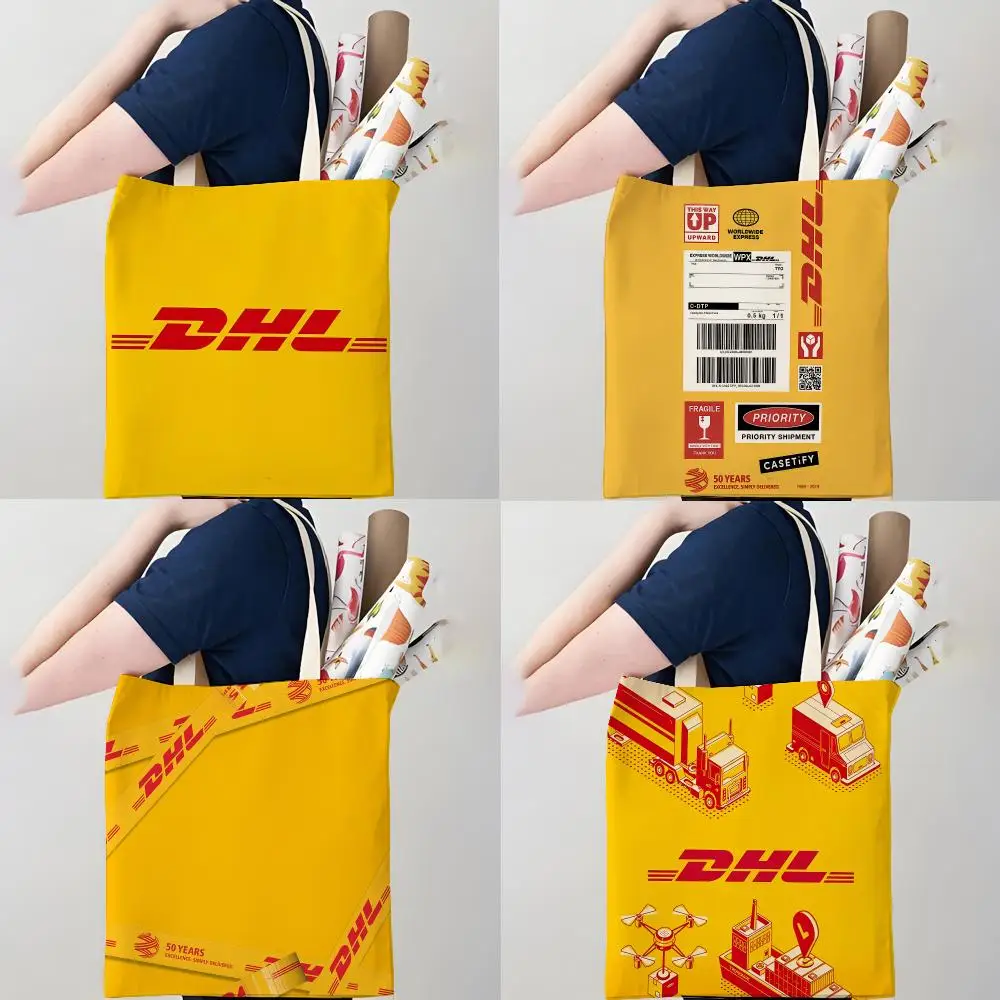 D-DHL Hot Express Storage Bags Canvas Double-Sided Print Tote Bag Large Capacity Shoulder Fashion Shopping Handbag