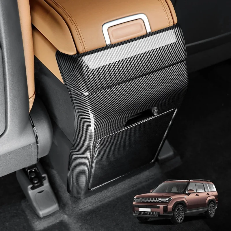 For Hyundai Santa Fe MX5 2024 Carbon Fiber Car Rear Air Vent Frame Trim Anti-Kick Cover Accessories