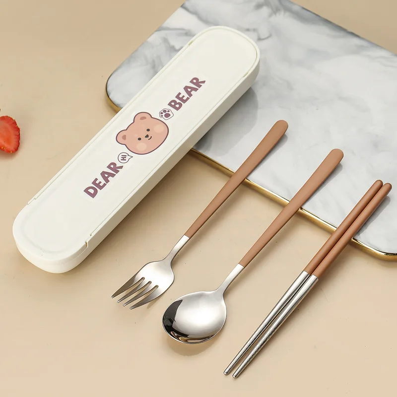 

Portable Travel Chopsticks Spoon Set 304 Stainless Steel Student Camping Lunch Box Fork Spoons Dinnerware Cutlery Set Tableware