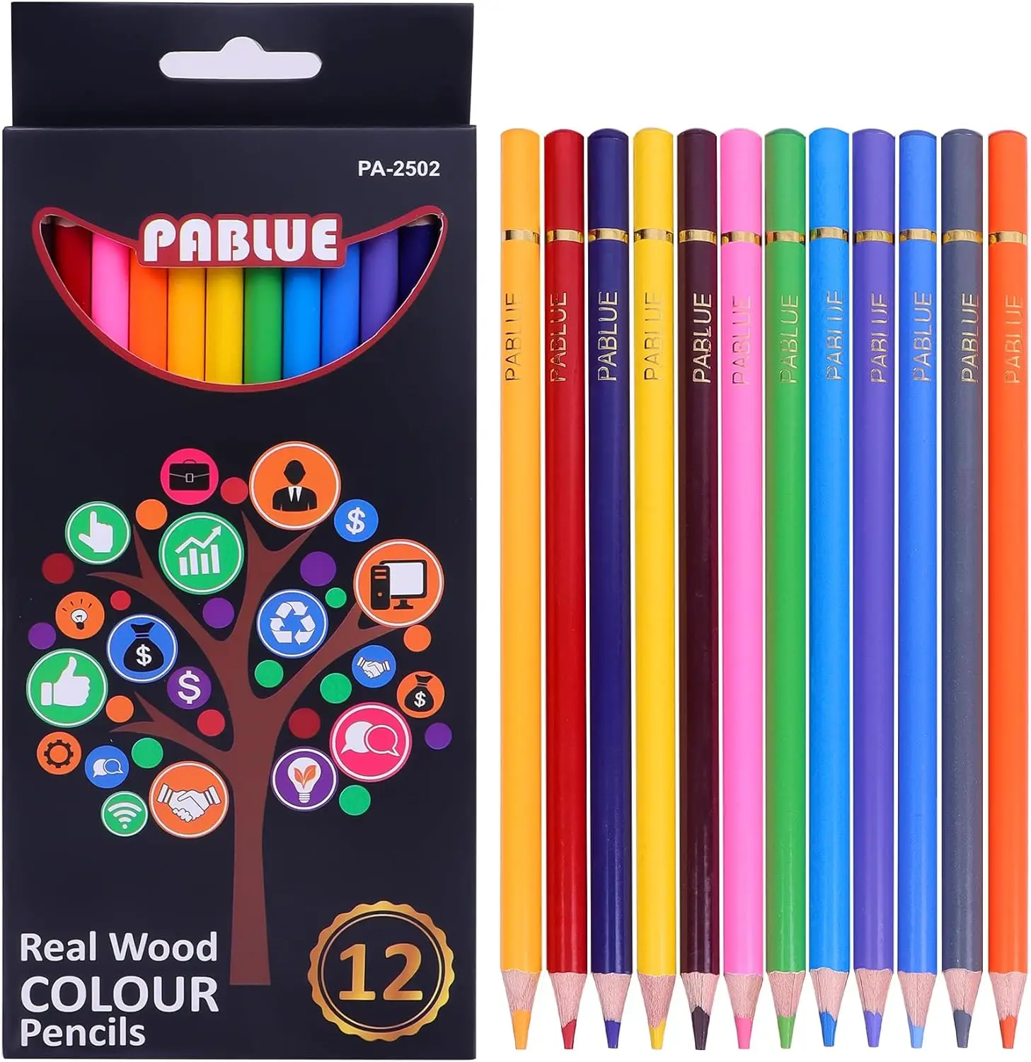

Professional Soft Core Colored Pencils Set of 12 with Watercolor Brush for Drawing, Sketching and Blending