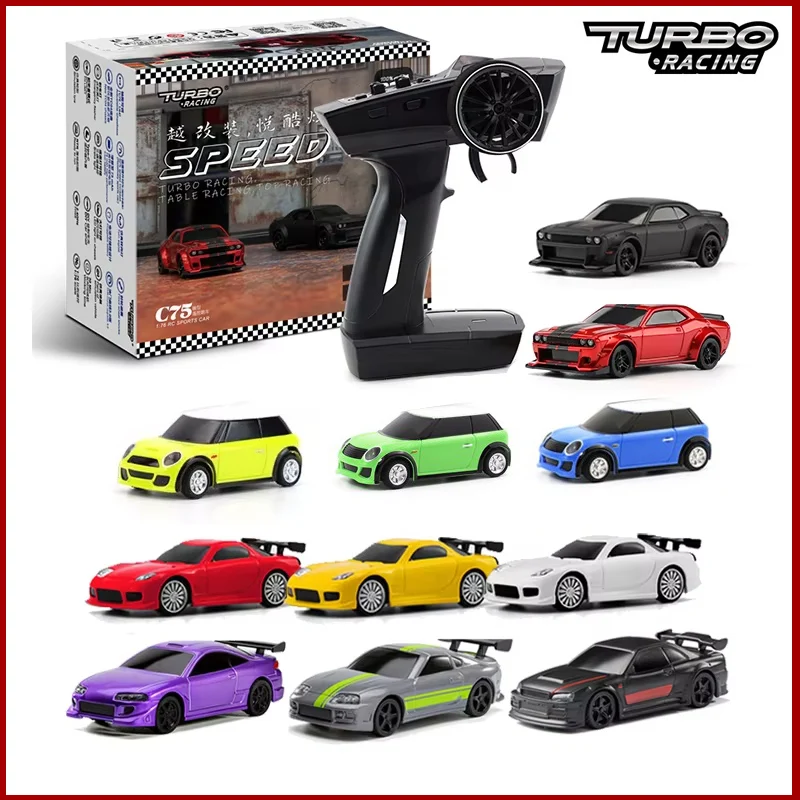 Turbo Racing 1:76 C75 C74 C73 C72 C71 C10 On Road RC Car Radio Full Proportional Remote Control Toys RTR dla dzieci i dorosłych