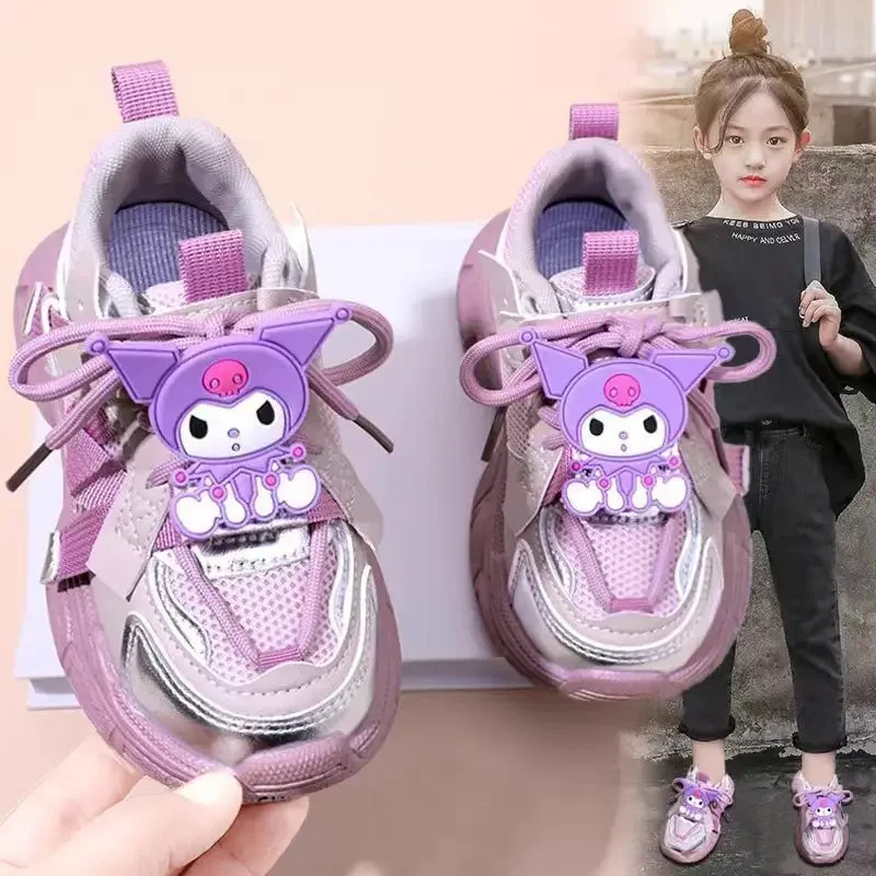 

Ins Kuromi Pendant Kawaii Sanrio Anime Children Casual Sneakers Cute Cartoon Soft Soled Board Shoes Lovely Gifts for Girls