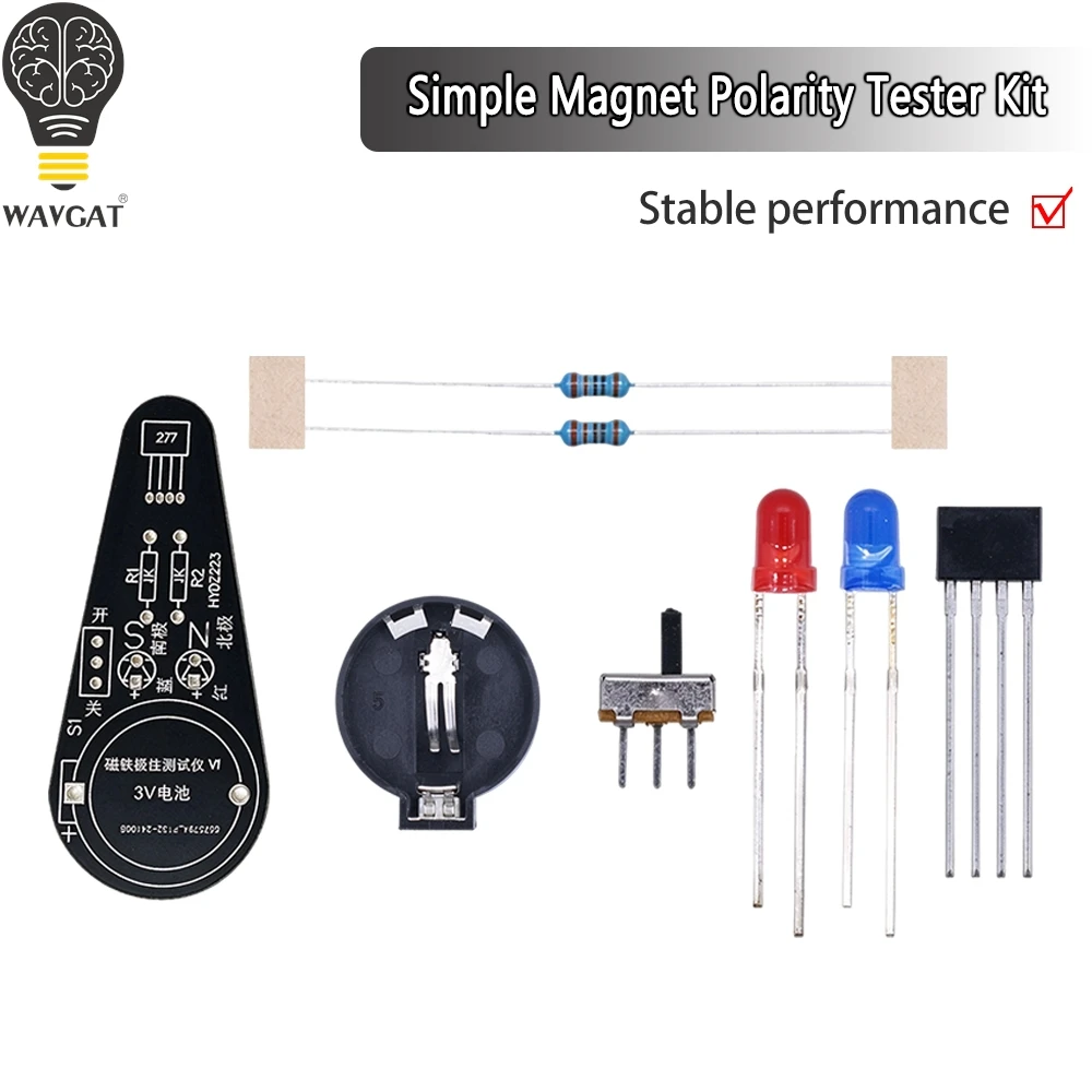 DIY Magnet Polarity Tester Unassembled Kit Magnetic N/S Pole Detector Electronic Soldering Practice Parts With PCB Board