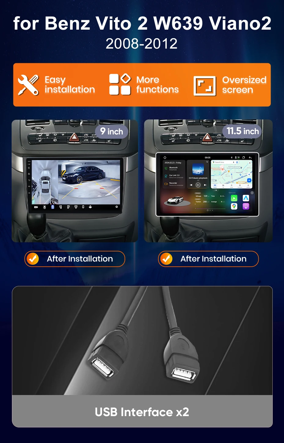 Junsun 8 Core Wireless CarPlay Android Auto Auto Radio Für Mercedes Benz Vito 2 W639 Viano 2 2003-2015 4G WiFi GPS Navigation – Detail 4