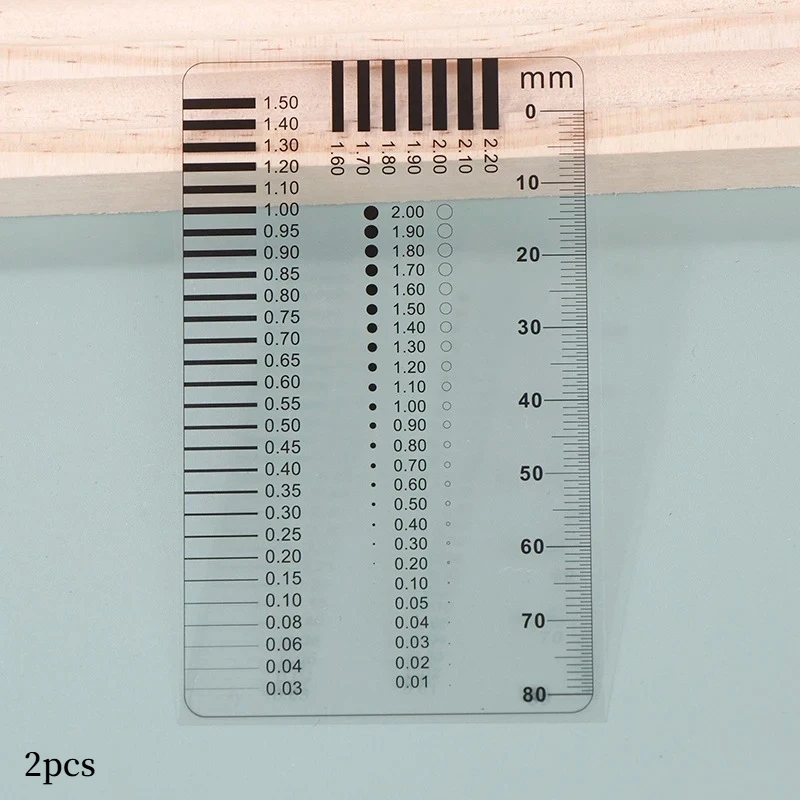 2pcs Measuring Pass Badge Gauge Stain Card Point Gauge Wire Gauge Transparent Film Ruler Welding Gage Stain Crack Contrast Ruler