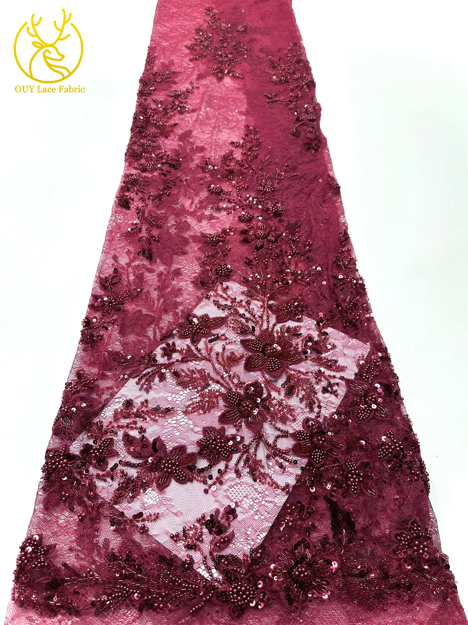 2026 Eleganter afrikanischer Perlen-Bräutigam-bestickter Spitzenstoff, 5 Yards, nigerianischer französischer Pailletten-Spitzenstoff zum Nähen von Hochzeitskleidern – Detail 23