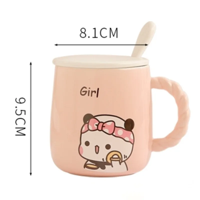 Cartoon Cute Yier Bubu Dudu Ceramic Mugs Mitao Panda With Lid Spoons Coffee Milk Water Cup Mugs Kawaii Drinkware Birthday Gift