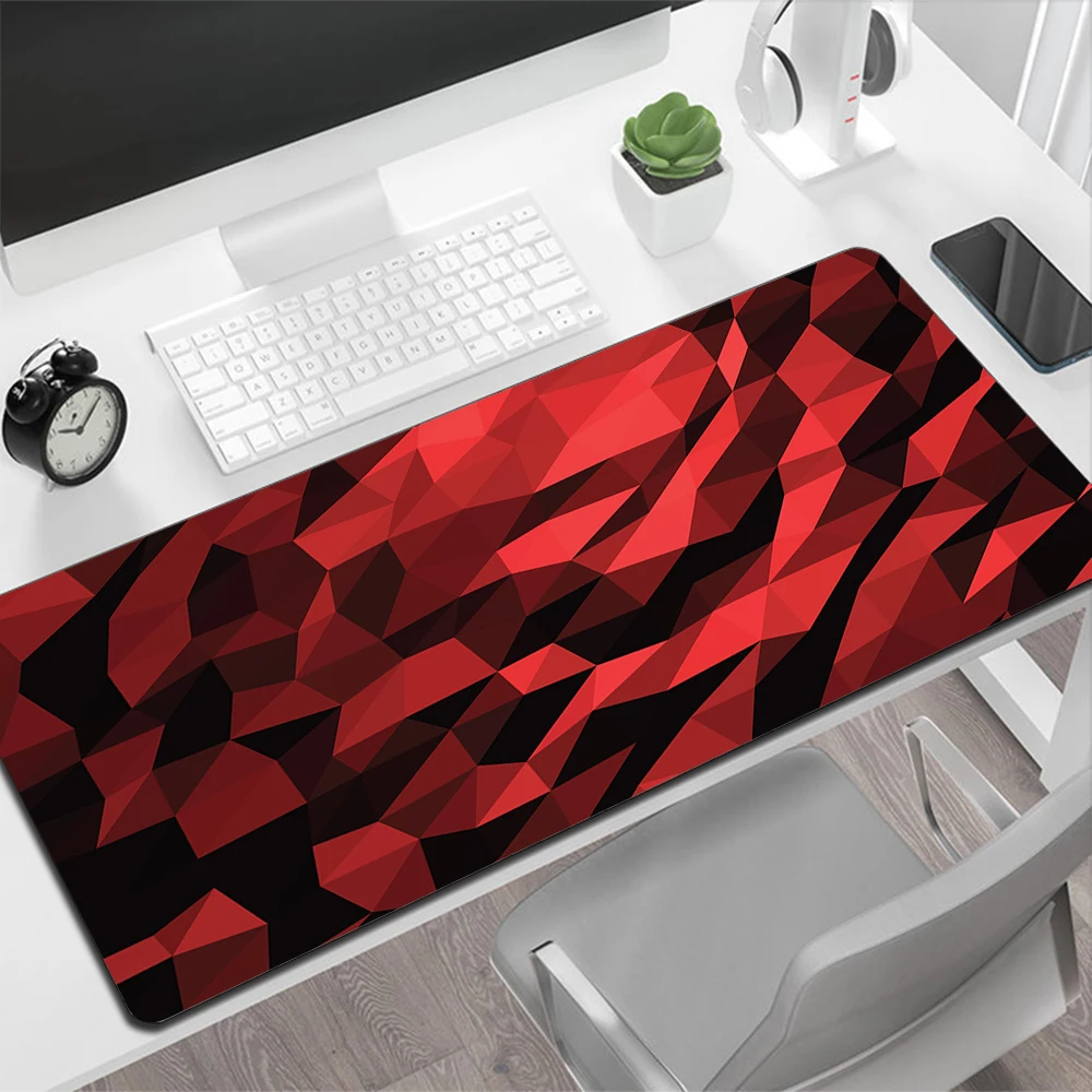 Black Red Geometric Design Gaming Mouse Pad Large Mouse Pad PC Gamer Computer Mouse Mat Big Mousepad Keyboard Desk Mat Mause Pad