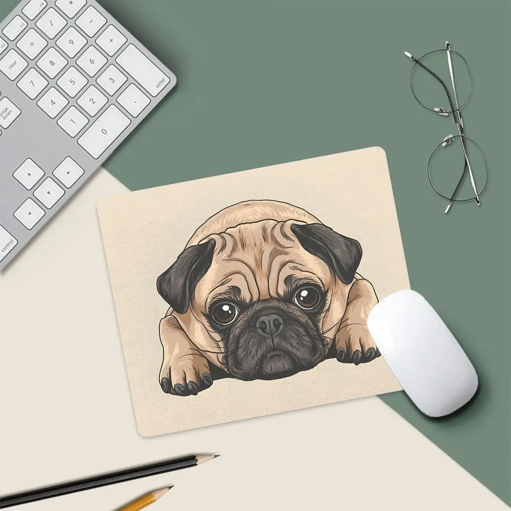 Cute Pug Dog Design Rubber Mouse Pad Non Slip Gaming Desk Mat for Home Office Workspace