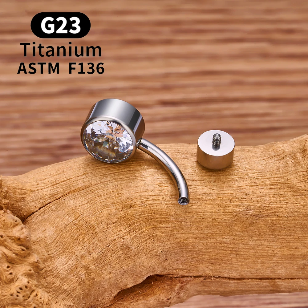 ASTM F136 Titan Bauchnabelringe Runde CZ 14G Innengewinde Bauchnabelpiercings Bauchbarren Damen Nabelpiercing Körperschmuck – Detail 5