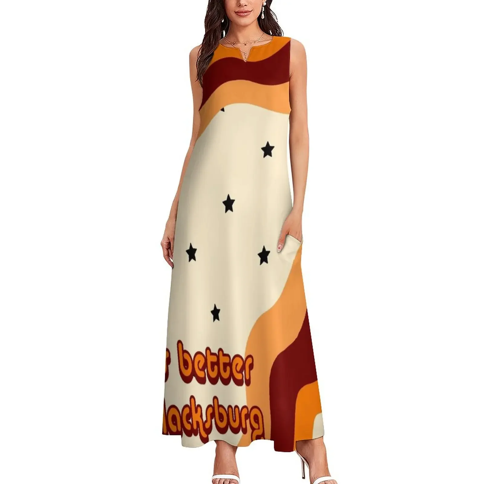 life’s better in Blacksburg groovy stars Long Dress Clothing female Evening dresses